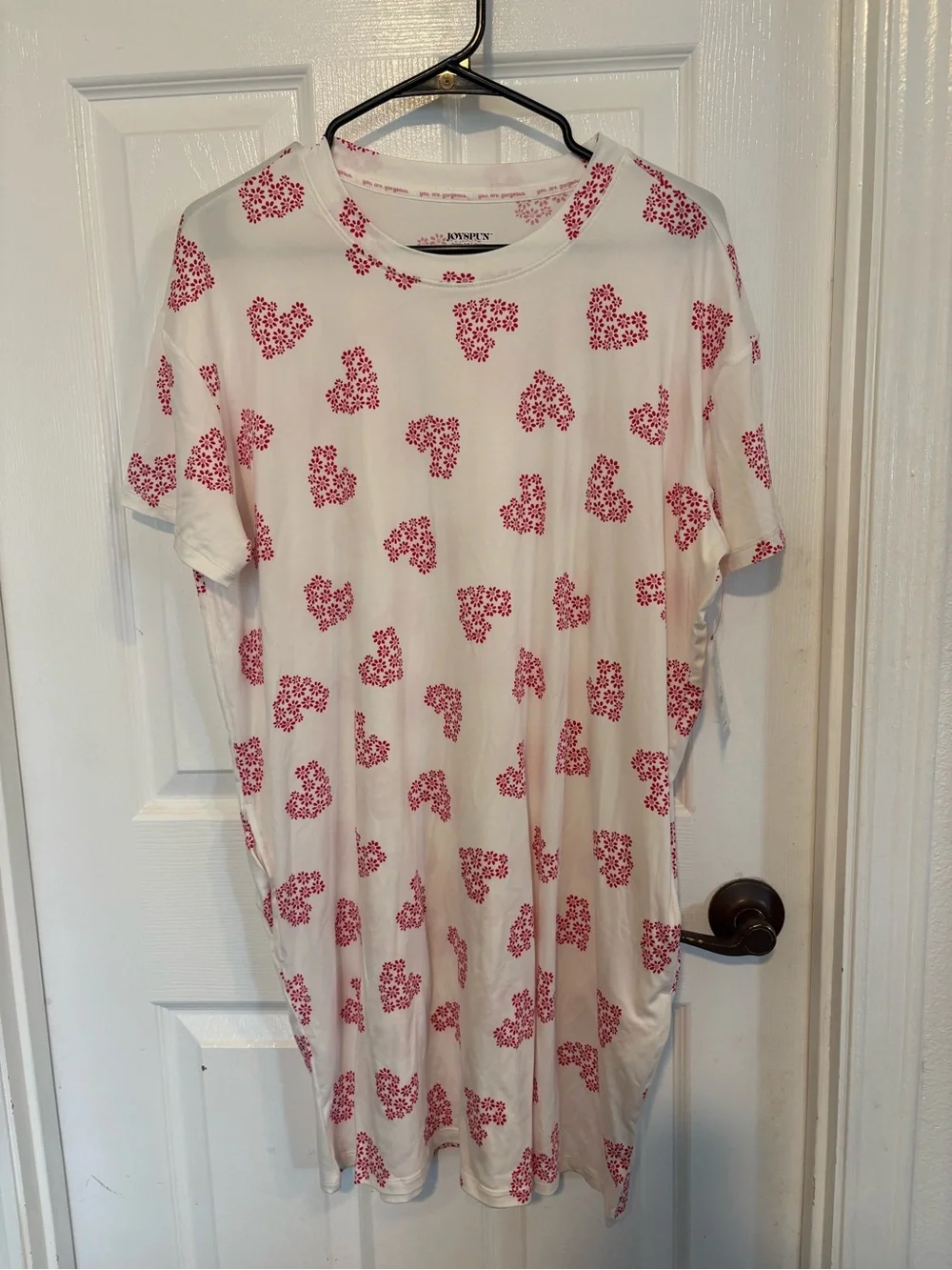Womens Sleepshirt with pockets and Red Heart Print by Joyspun small